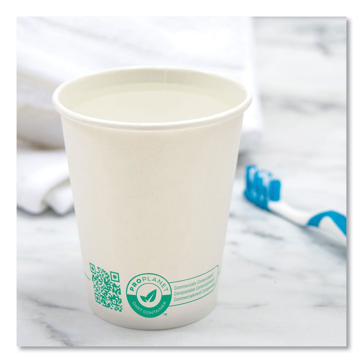 SOLO Compostable Paper Hot Cups, ProPlanet Seal, 10 oz, White/Green, 50/Pack (SCC370PLAPLATPK)