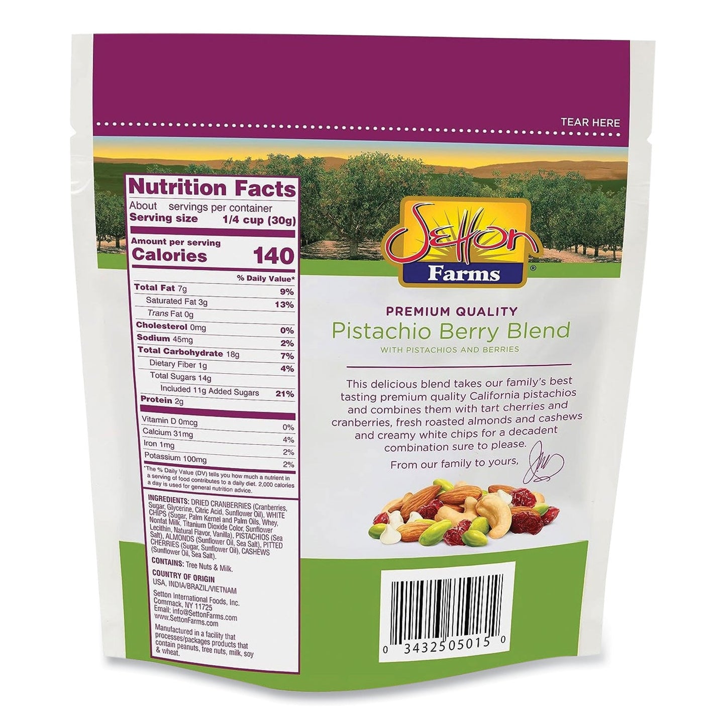 Setton Farms Pistachio Berry Blend, 4 oz Bag, 10/Carton (SEF5919)