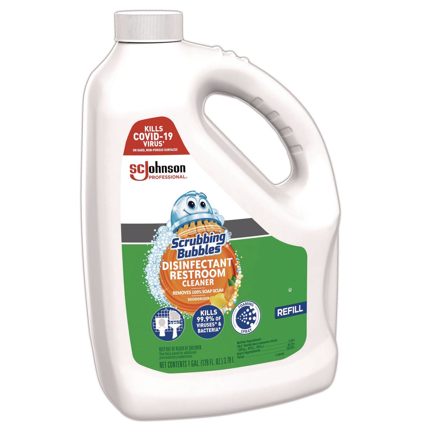 Scrubbing Bubbles Disinfectant Restroom Cleaner, Fresh Scent, 1 gal Bottle, 4/Carton (SJN335599)