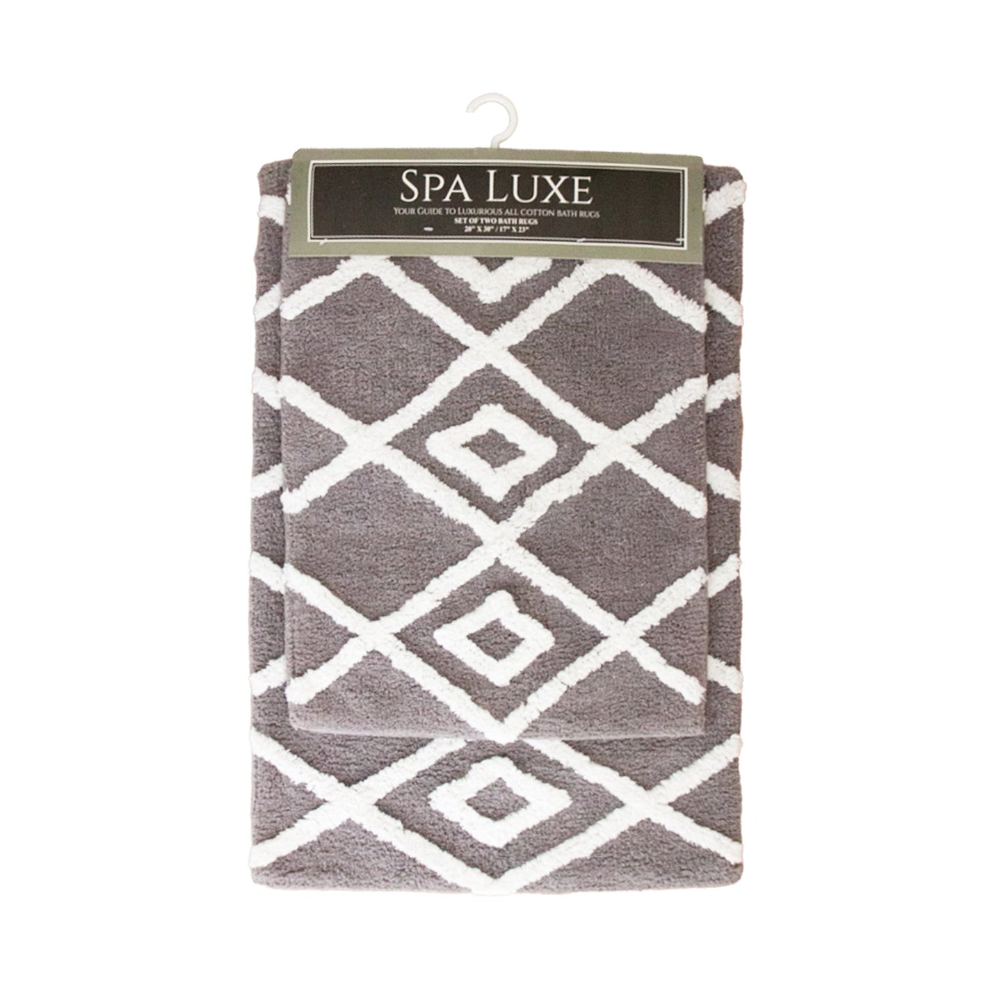 Arkwright Home Spa Lux Criss Cross 2pc Bath Rug Set Steel Grey (PNP-SPALX-CC-SG)