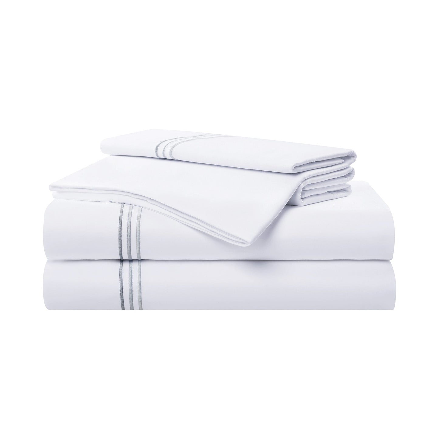 Aston & Arden Sateen Sheet Set Queen Steel Grey Stripe (P-SS-T600-QN-ST)