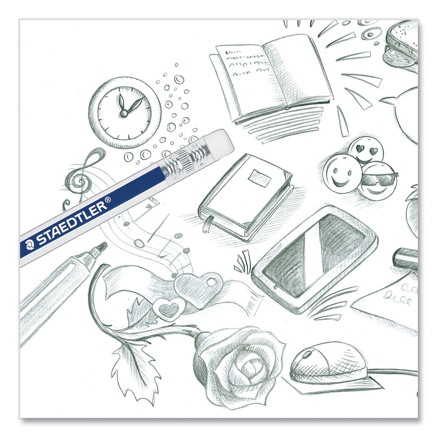 Staedtler Woodcase Pencil, HB #2, Black Lead, Blue/White Barrel, 12/Pack (STD13218HBC12)