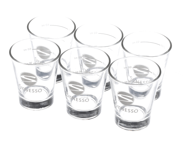 Synesso 1.7781 Synesso Shot Glass,White Logo, 3 Oz-6 Pk (SYO1-7781)