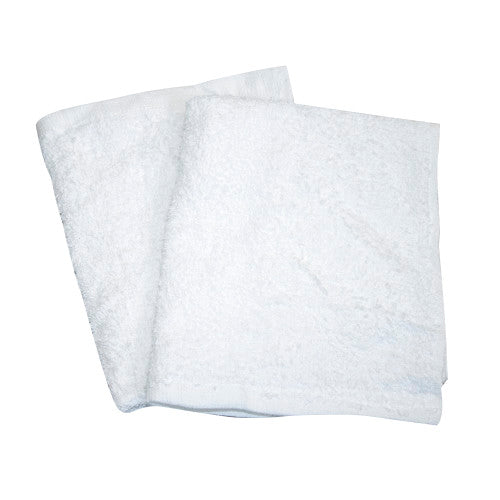 Non-Branded Terry Towel Rags, Hemmed, Bulk, White, 10lb Box (HOST-01717-10)