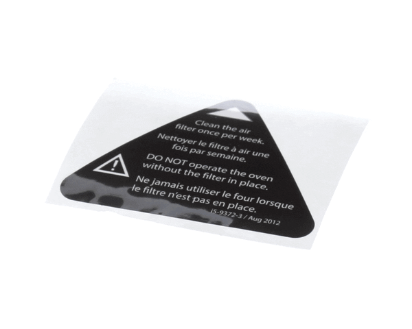 TurboChef I5-9372-3 Label, Filter Warning, Eng-Fre (TBCI5-9372-3)