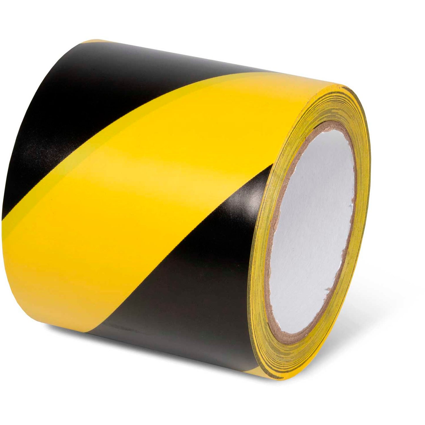 Global Industrial Striped Hazard Warning Tape, 4"W x 108'L, 5 Mil, Black/Yellow, 1 Roll (WB670653YB)