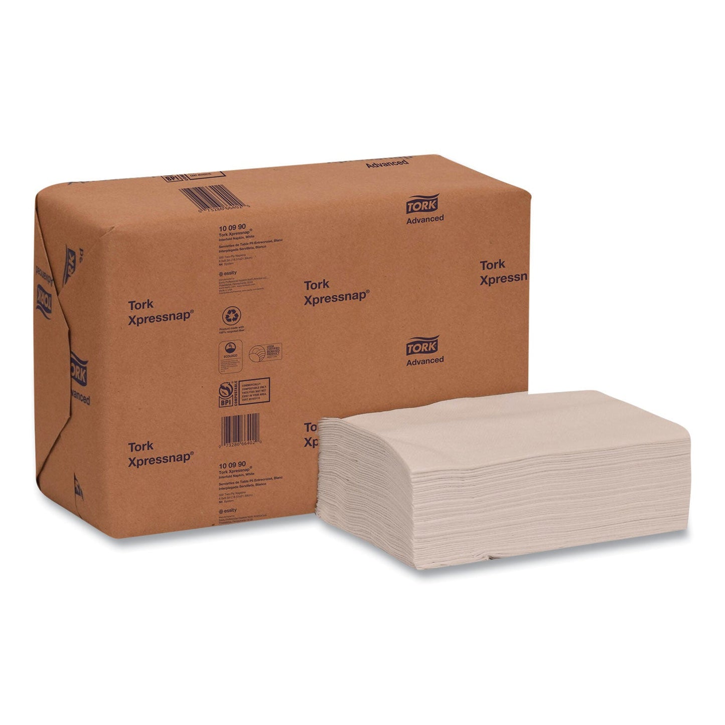 Tork Xpressnap Interfold Dispenser Napkins, 2-Ply, 6.5 x 8.5, White, 500/Pack, 12 Packs/Carton (TRK100990)
