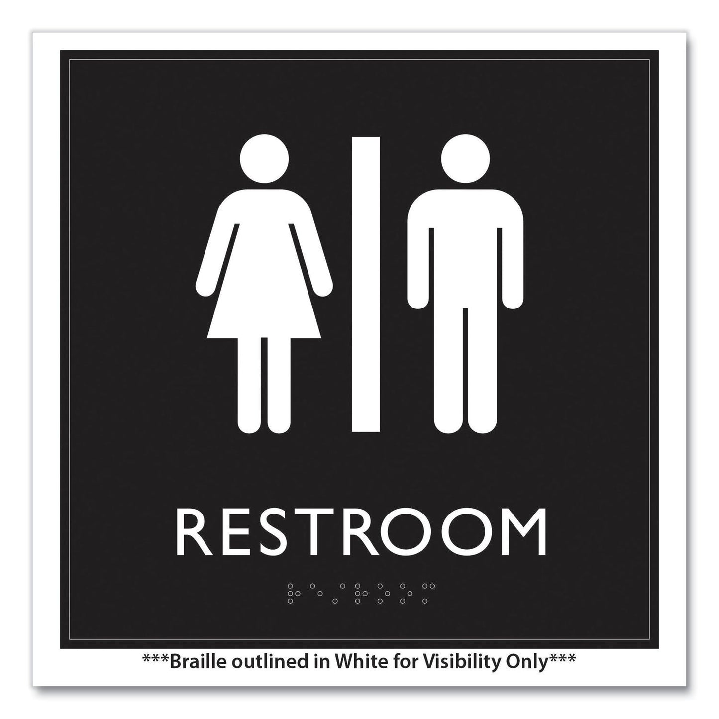 Headline Sign ADA Sign, Unisex Restroom, Plastic, 8 x 8, Clear/White (USS66910)