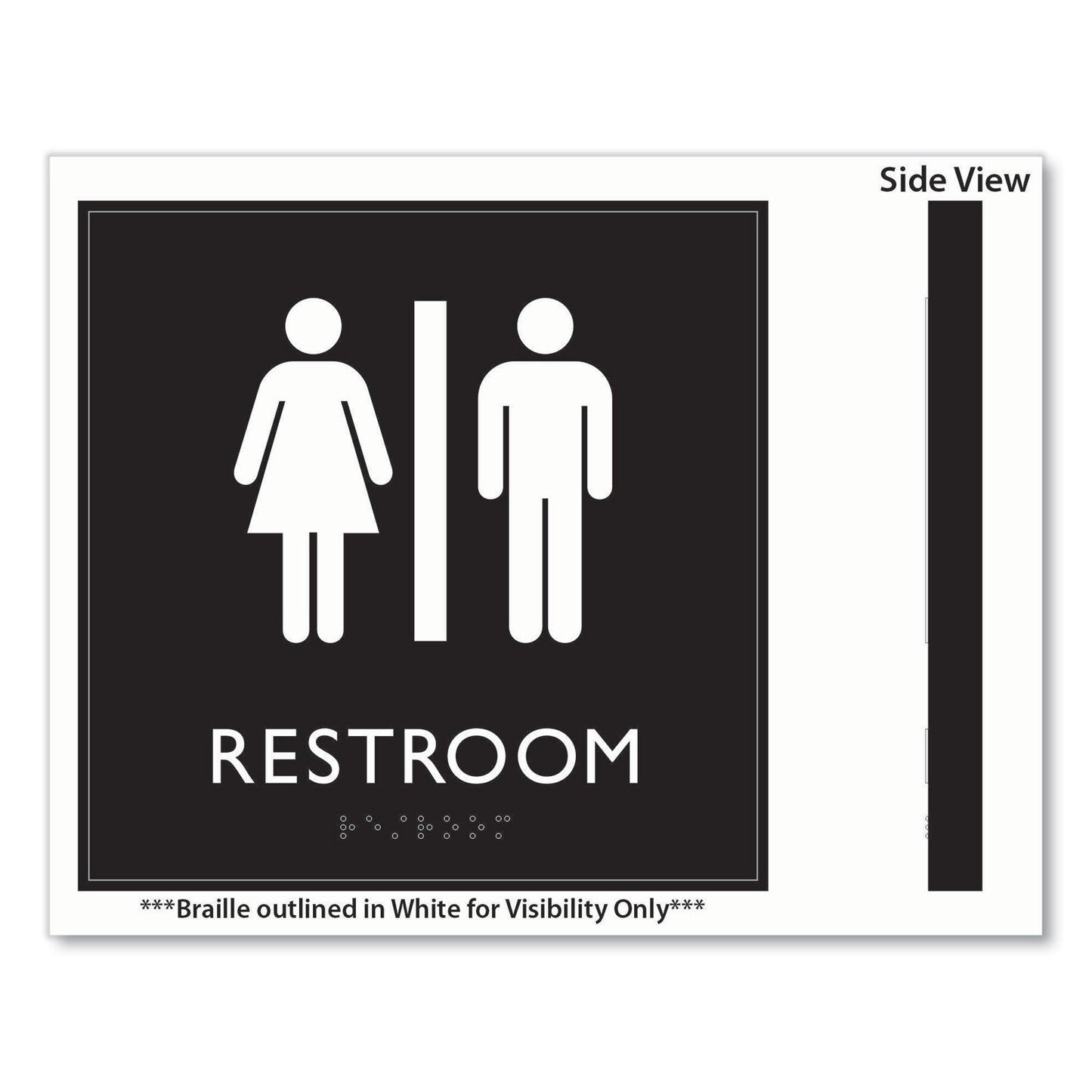 Headline Sign ADA Sign, Unisex Restroom, Plastic, 8 x 8, Clear/White (USS66910)