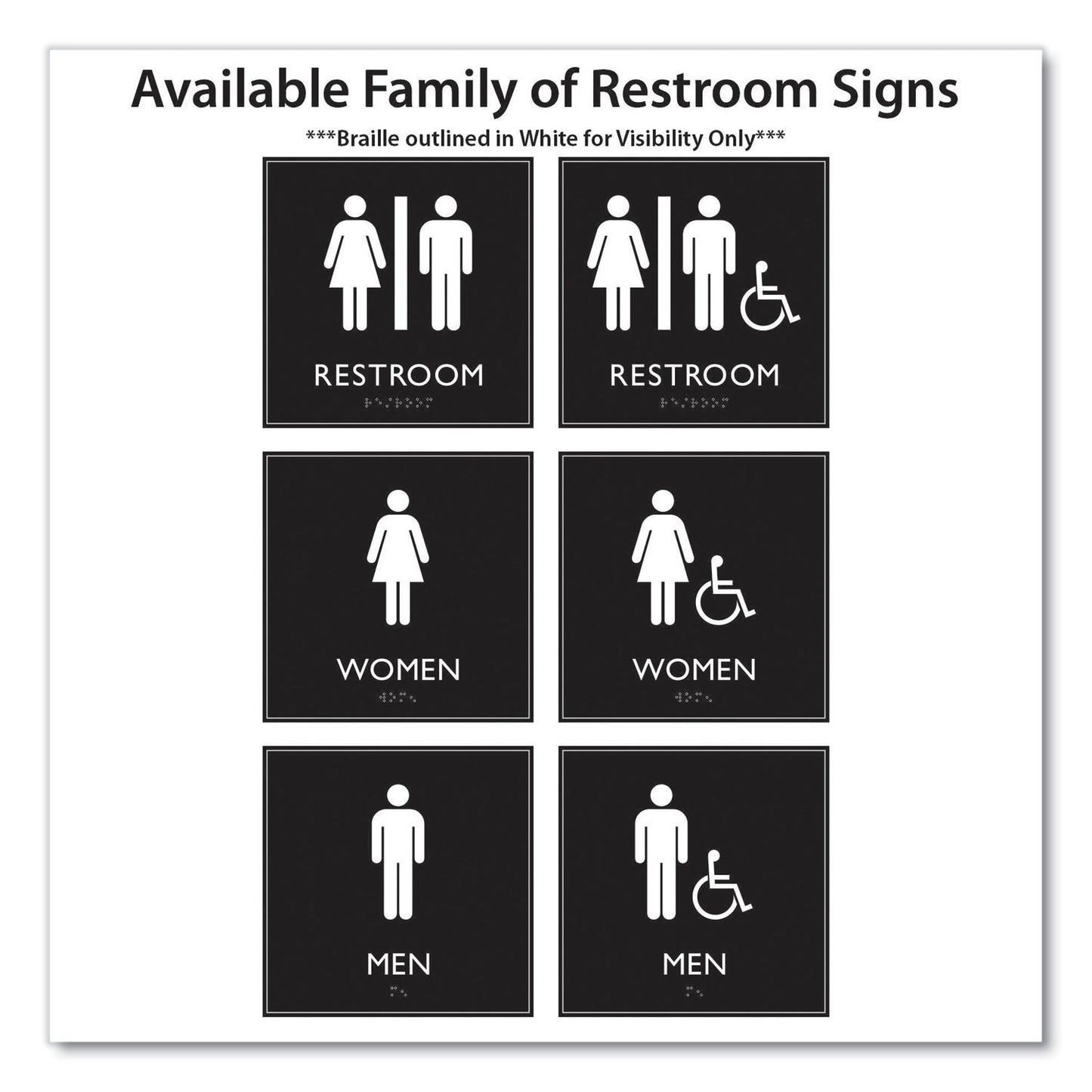 Headline Sign ADA Sign, Women Accessible, Plastic, 8 x8, Clear/White (USS66913)