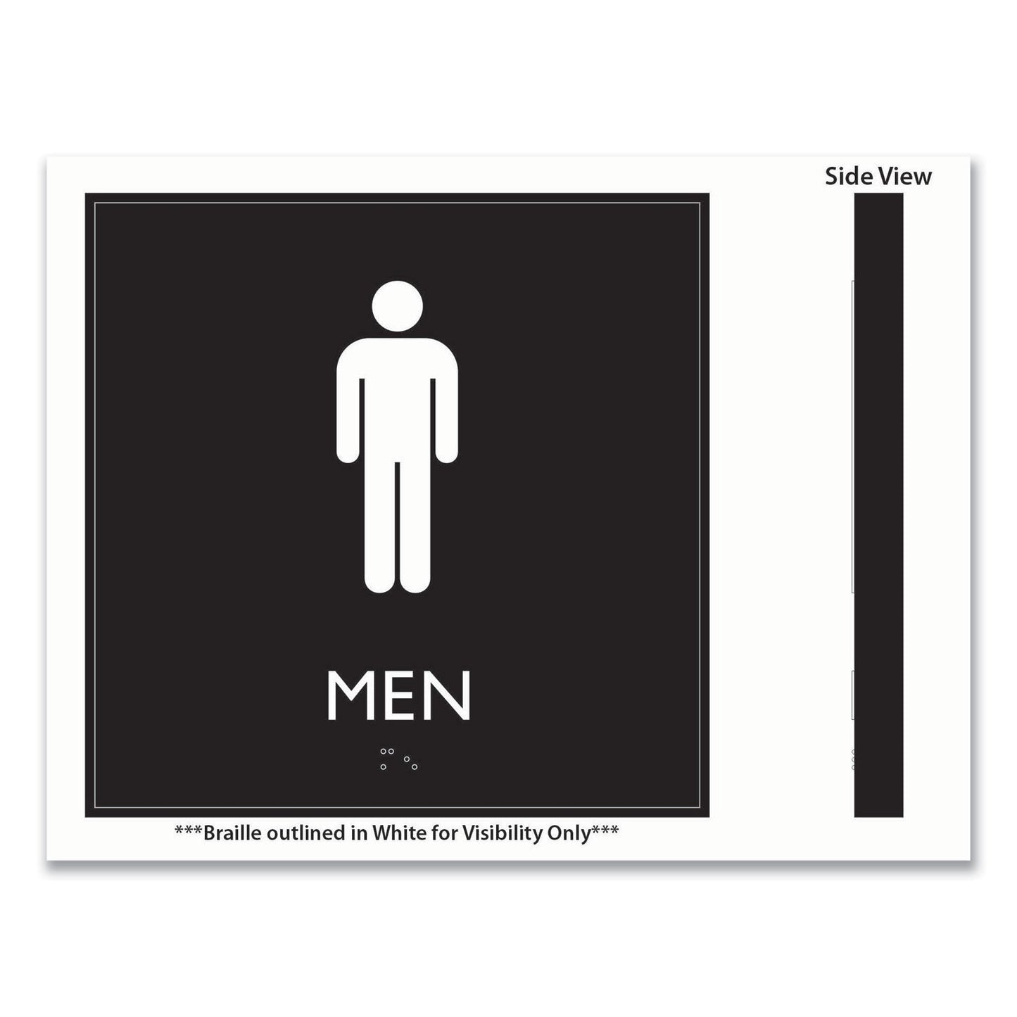 Headline Sign ADA Sign, Men, Plastic, 8 x 8, Clear/White (USS66914)