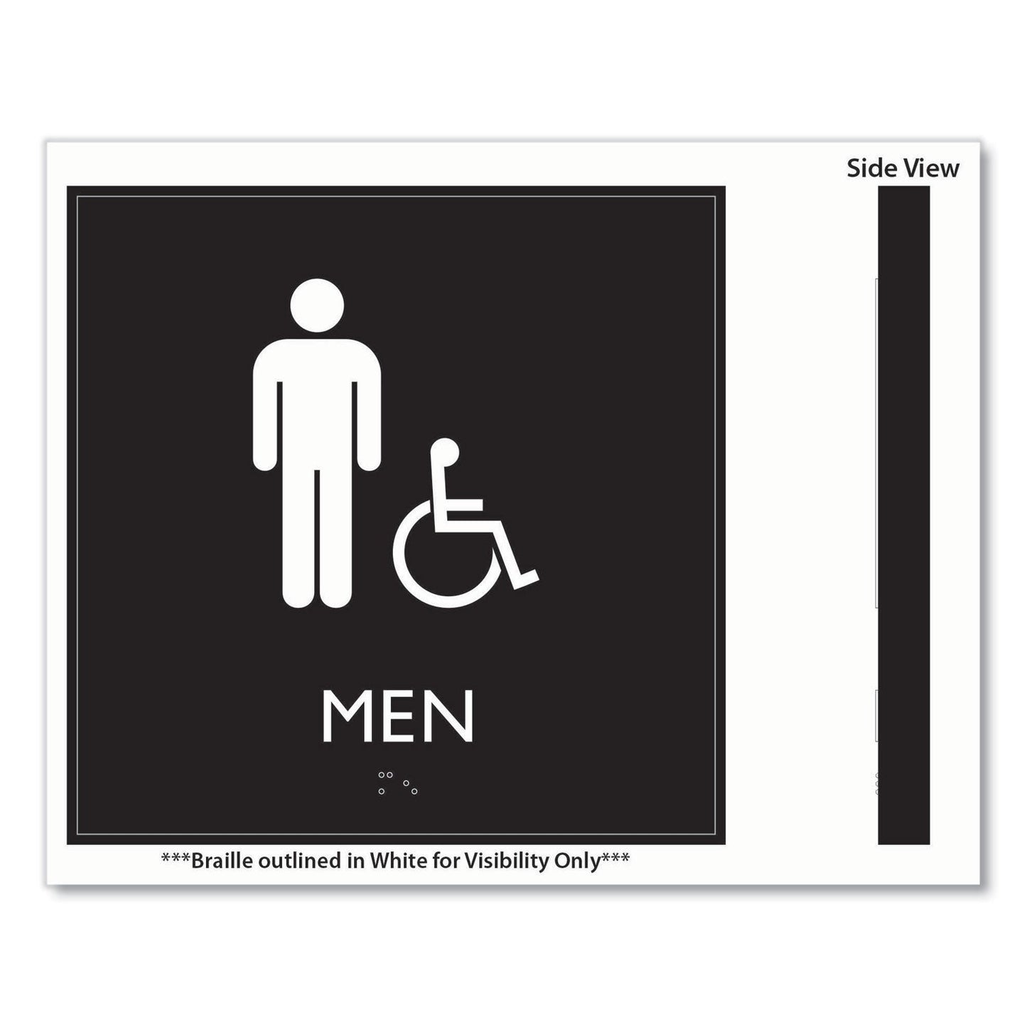 Headline Sign ADA Sign, Men Accessible, Plastic, 8 x 8, Clear/White (USS66915)