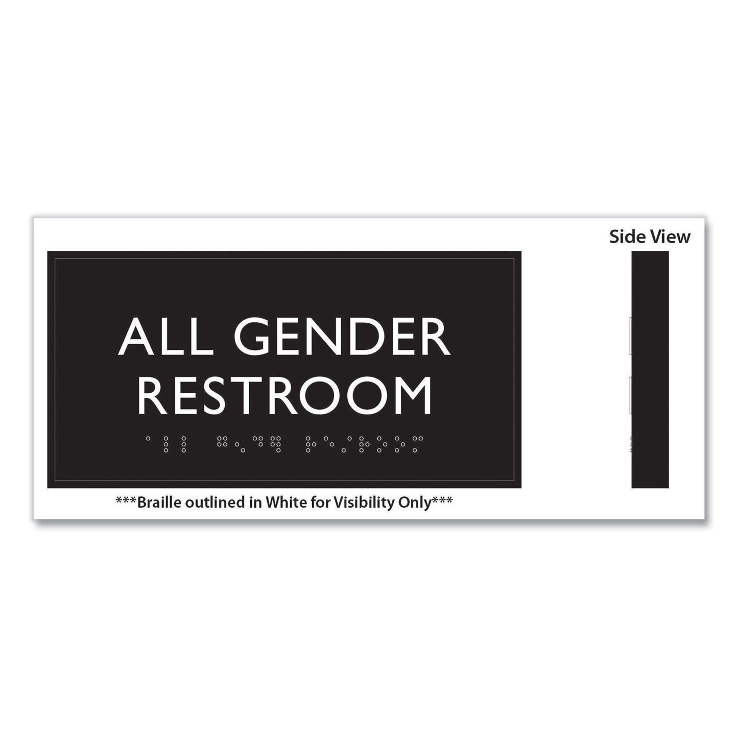 Headline Sign ADA Sign, All Gender Restroom, Plastic, 4 x 4, Clear/White (USS69920)