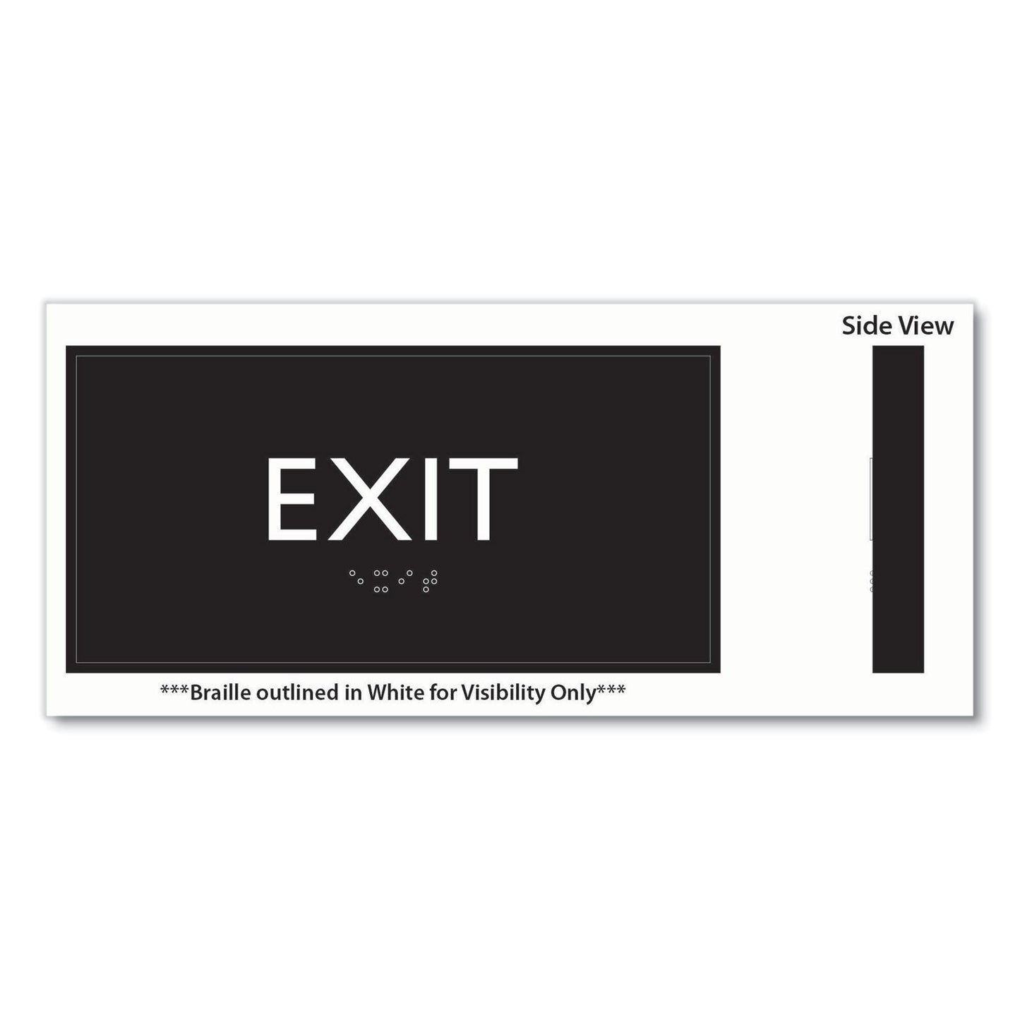 Headline Sign ADA Sign, Exit, Plastic, 4 x 4, Clear/White (USS69922)
