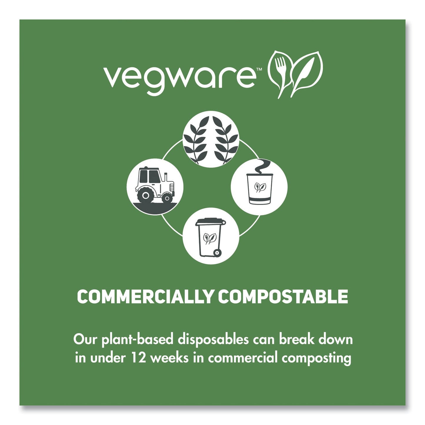 Vegware 96 Series Cold Cup Lids, Fits 96-Series Cups,1,000/Carton (VEGC96FCH)
