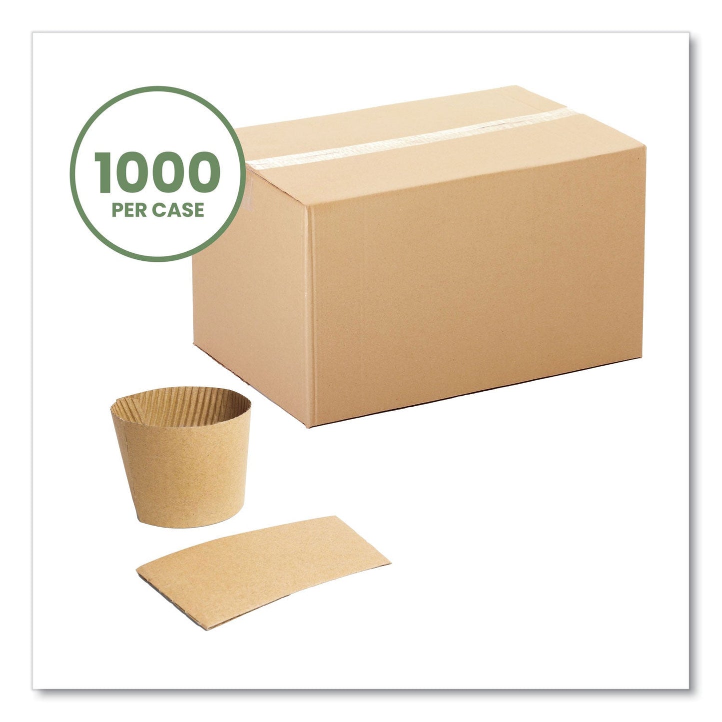 Vegware Kraft Hot Cup Sleeves, Fits Vegware 89-Series Hot Cups, Kraft, 1,000/Carton (VEGQ2)