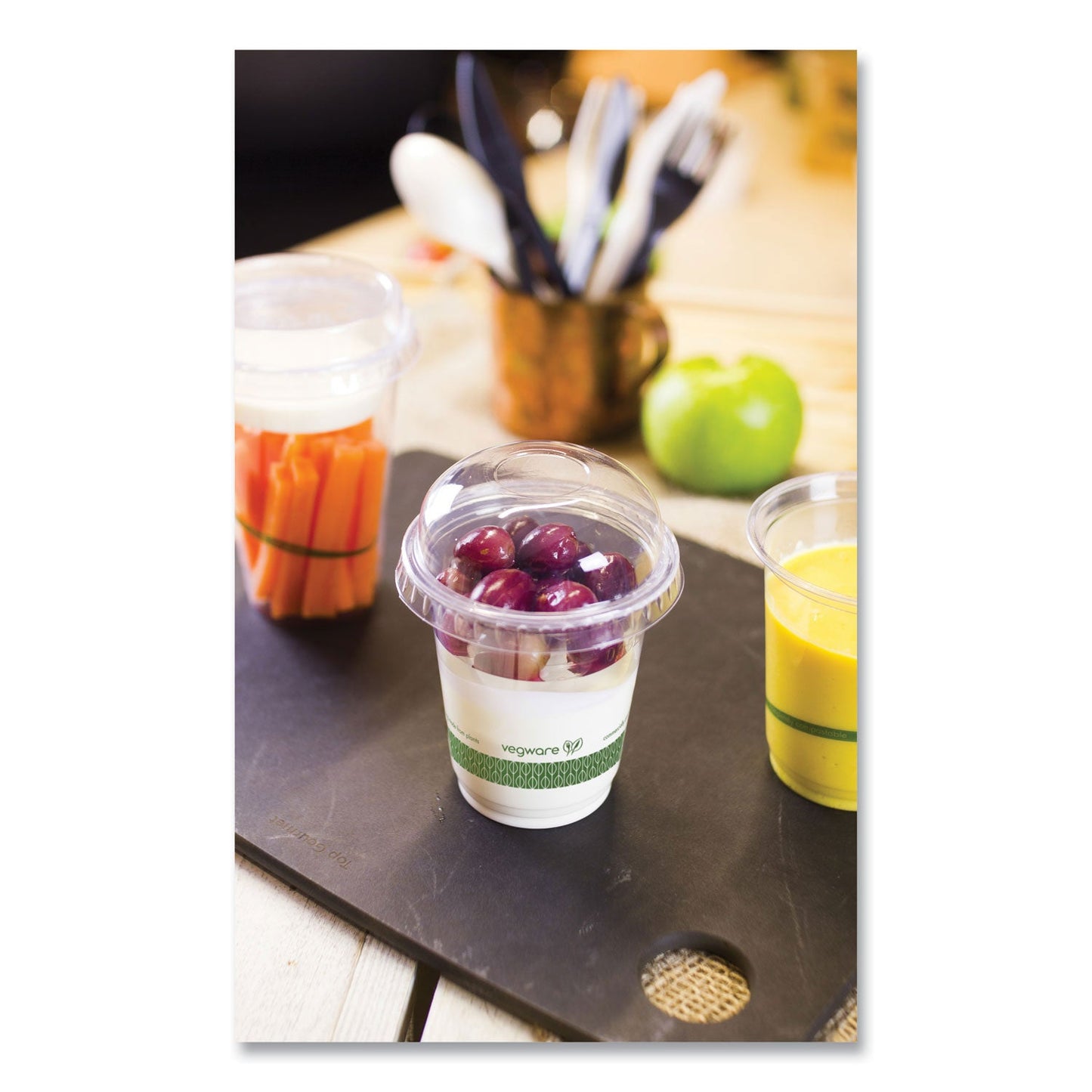 Vegware 76-Series Cold Cup, 7 oz, Clear/Green, 1,000/Carton (VEGR200G)