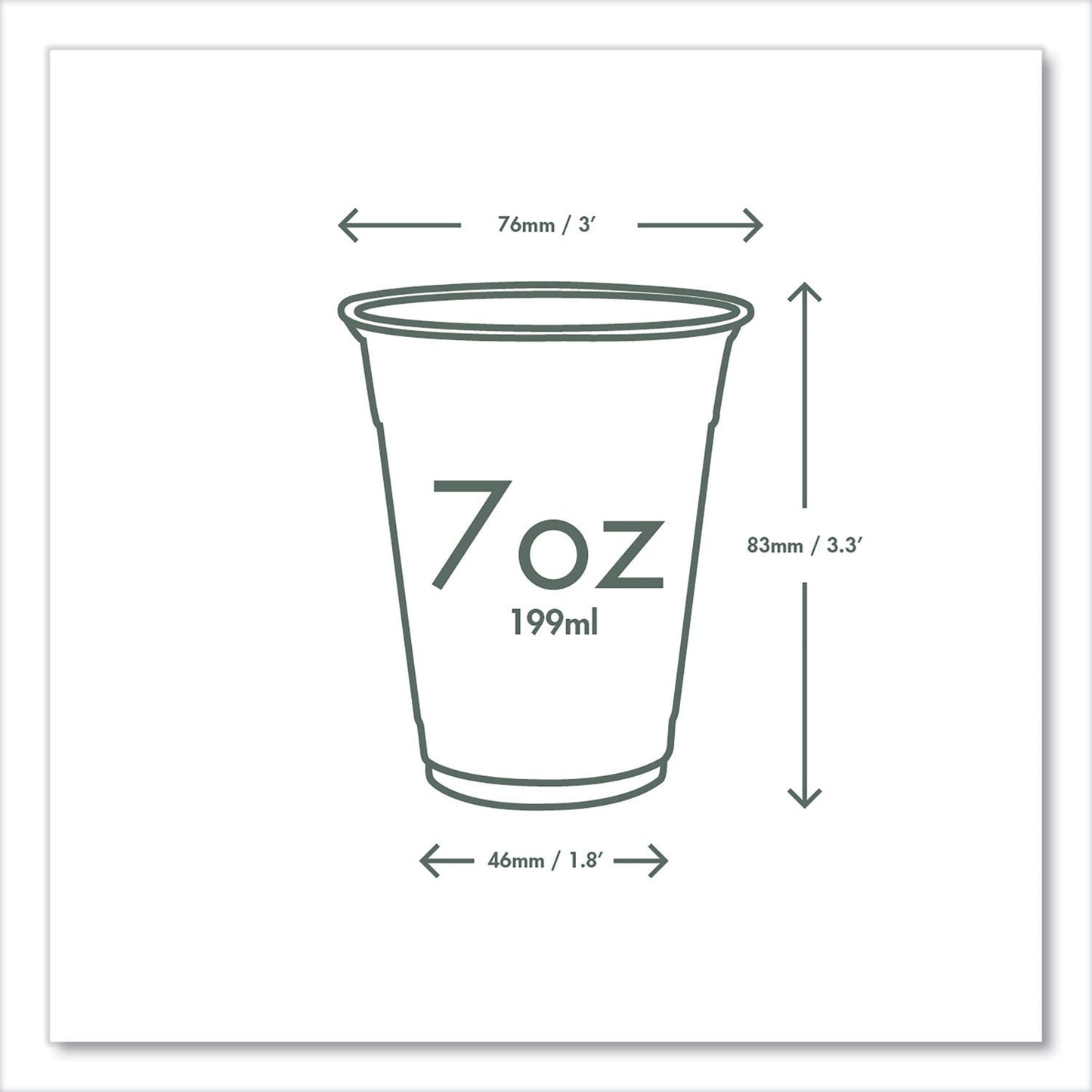 Vegware 76-Series Cold Cup, 7 oz, Clear/Green, 1,000/Carton (VEGR200G)