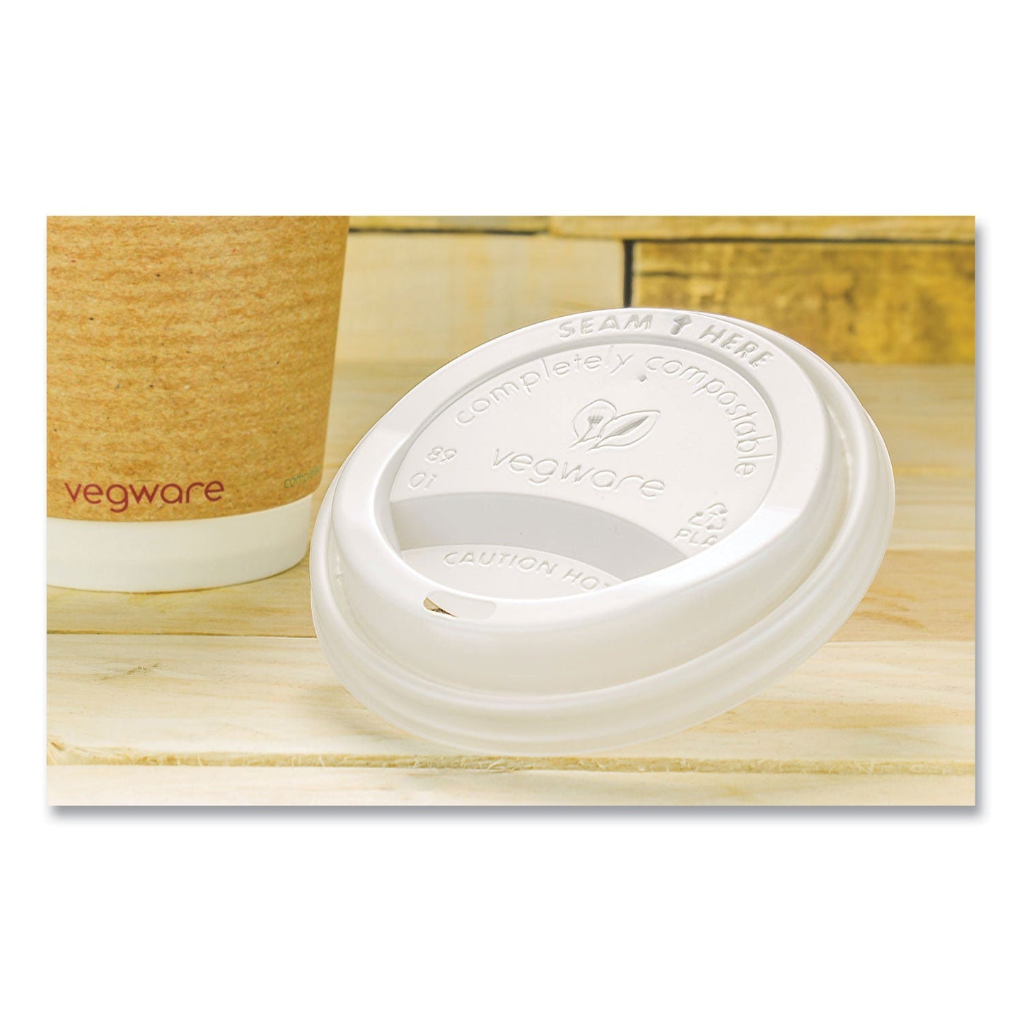 Vegware 89 Series Hot Cup Lids, Fits 89-Series Hot Cups, White, 1,000/Carton (VEGVLID89S)
