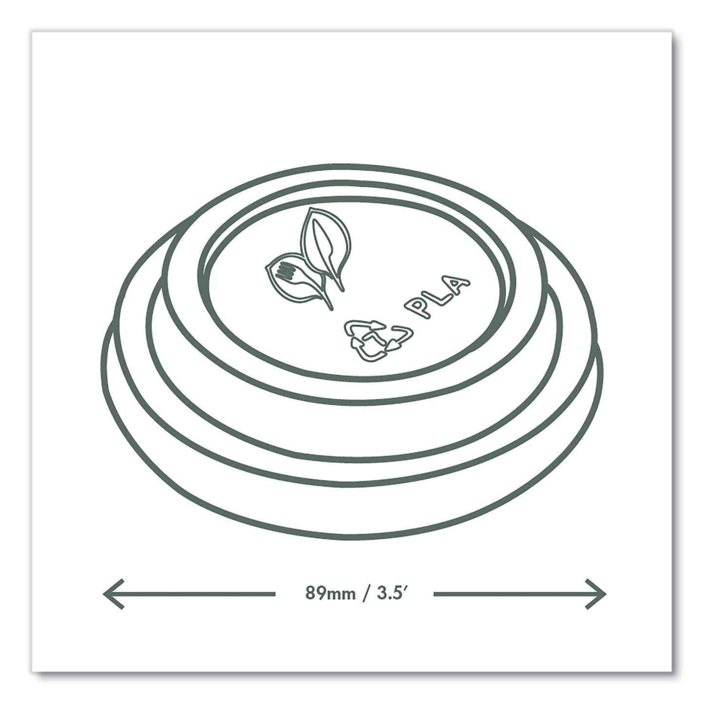 Vegware 89 Series Hot Cup Lids, Fits 89-Series Hot Cups, White, 1,000/Carton (VEGVLID89S)