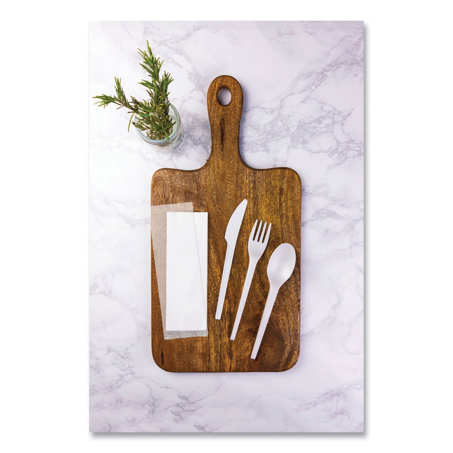 Vegware Cutlery Kits, Fork/Knife/Spoon/Napkin, White, 250/Carton (VEGVWKFSWN)