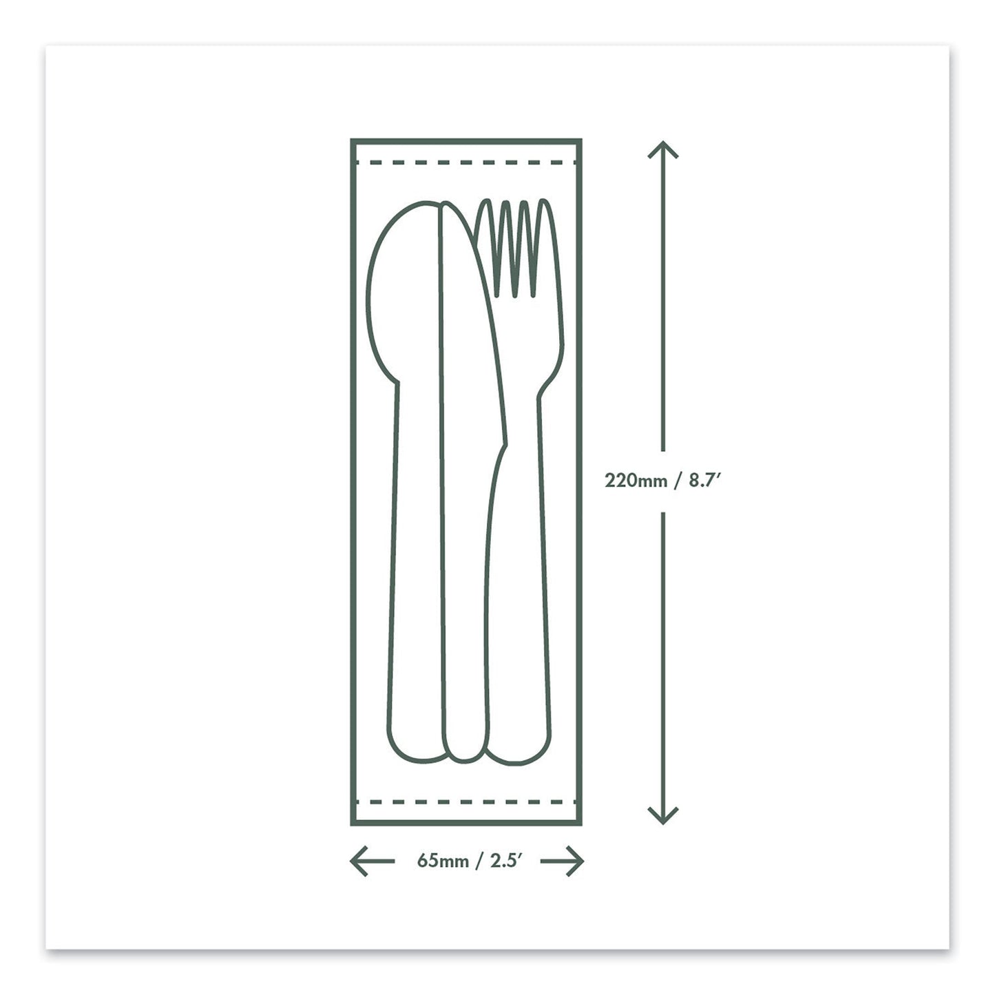 Vegware Cutlery Kits, Fork/Knife/Spoon/Napkin, White, 250/Carton (VEGVWKFSWN)
