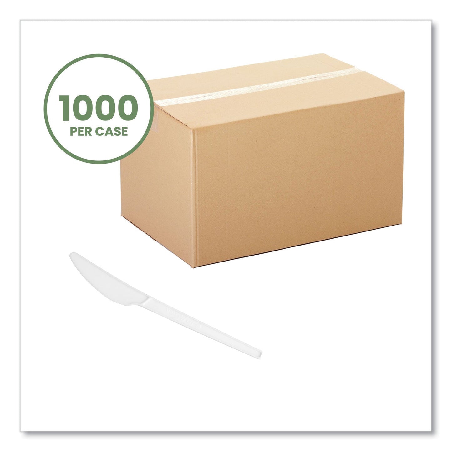 Vegware White CPLA Cutlery, Knife, 1,000/Carton (VEGVWKN65)