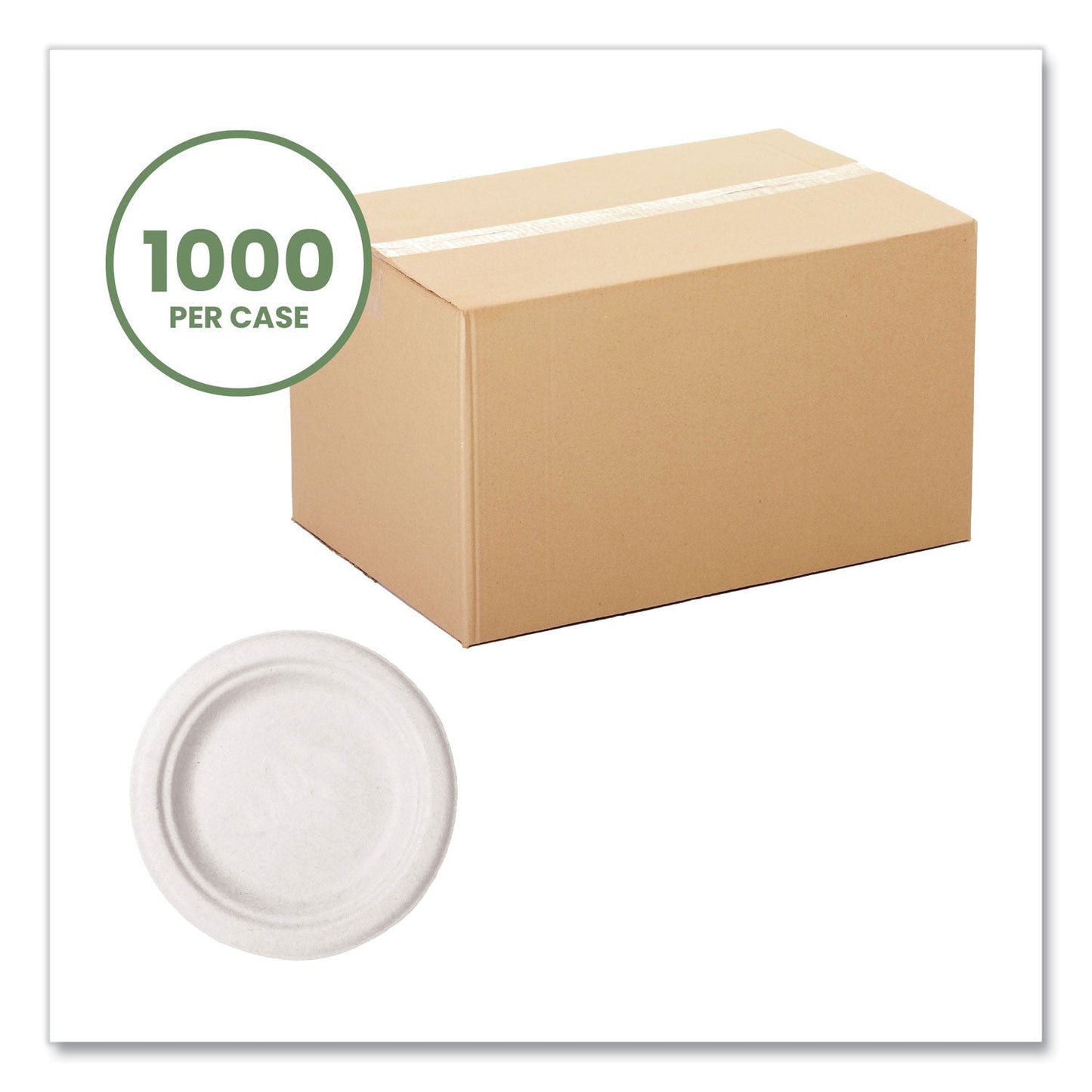 Vegware Molded Fiber Tableware, Plate, 6" Diameter, White, 1,000/Carton (VEGWHBRG06)