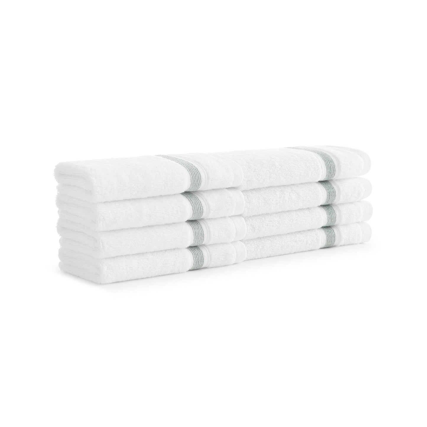 Aston & Arden Aegean Recycled Washcloth 13x13 Green Striped (8/Pack) (P-WC-RT-1313-DS)