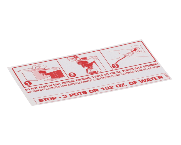 Wilbur Curtis 3375000758 Label, Stop Do Not Plug In Caf (WCWC-38209)