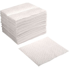 Global Industrial Hydrocarbon Based Oil Sorbent Pad, Medium Weight,15" x 18", White, 100/Pack (WBB2305920)