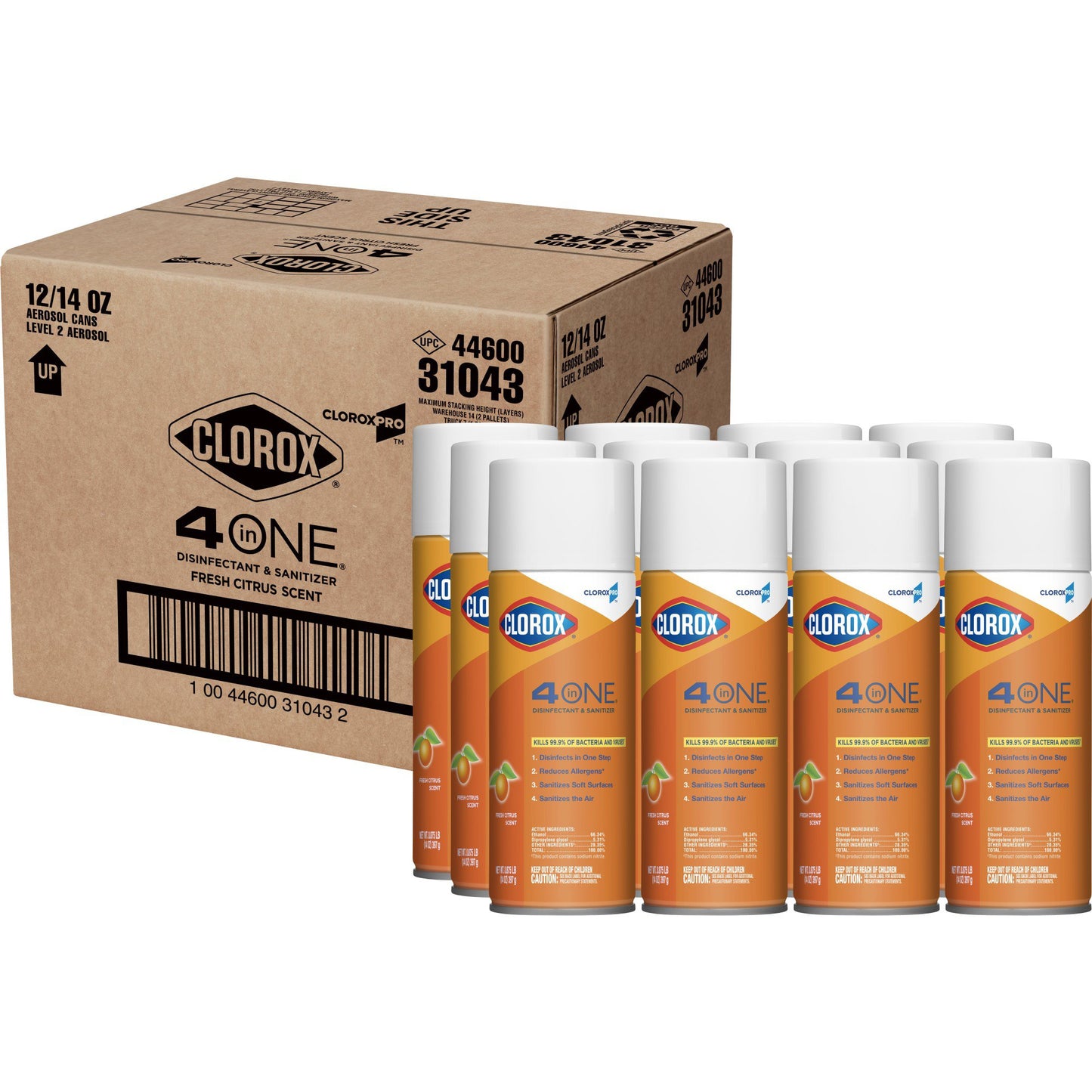 CloroxPro™ Clorox® 4 in One Surface Disinfectant / Sanitizer Alcohol Based Aerosol Spray Liquid 14 oz. Can Citrus Scent NonSterile (924558_BT)