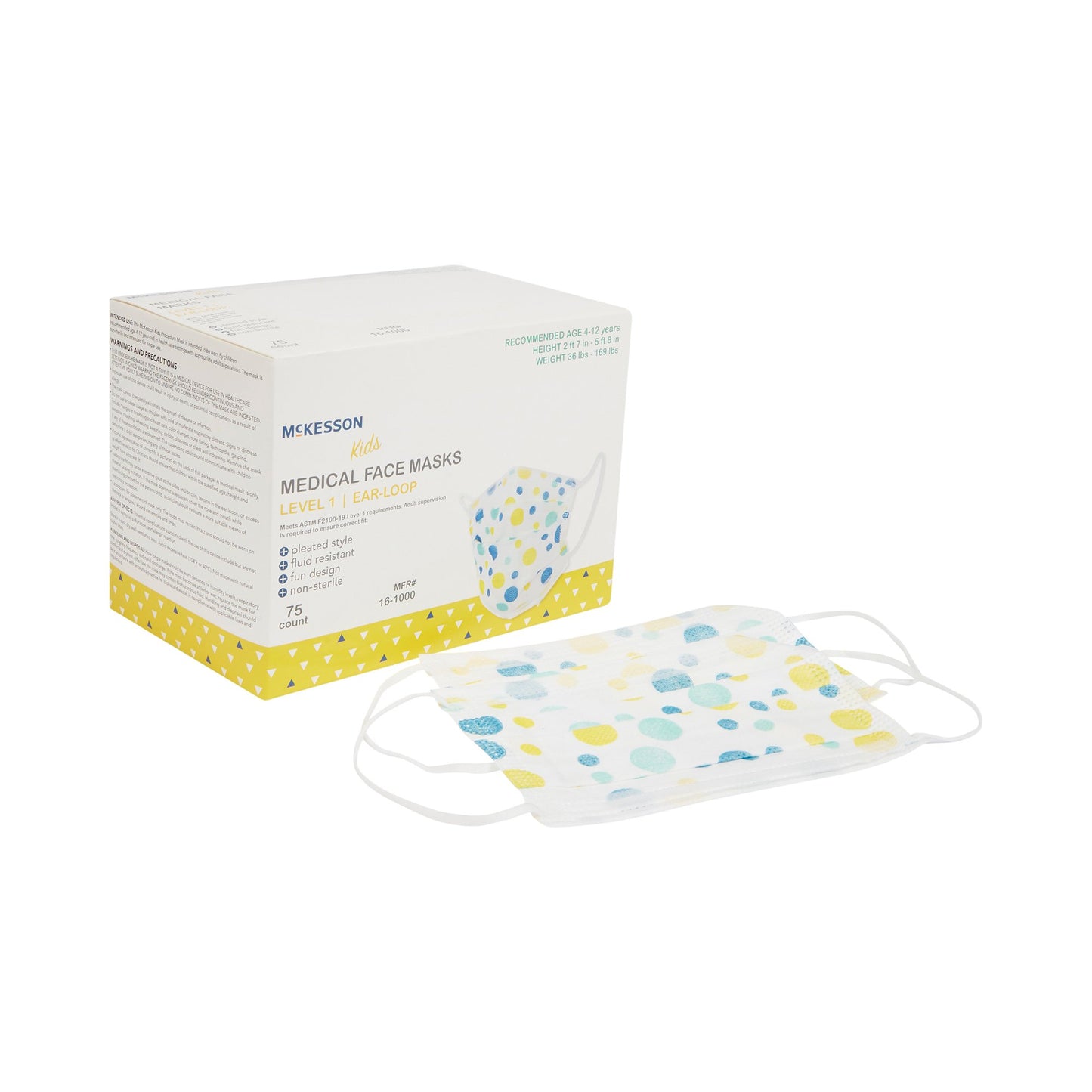 McKesson Procedure Mask ASTM Level 1 Earloops Child Size (1162227_BX)