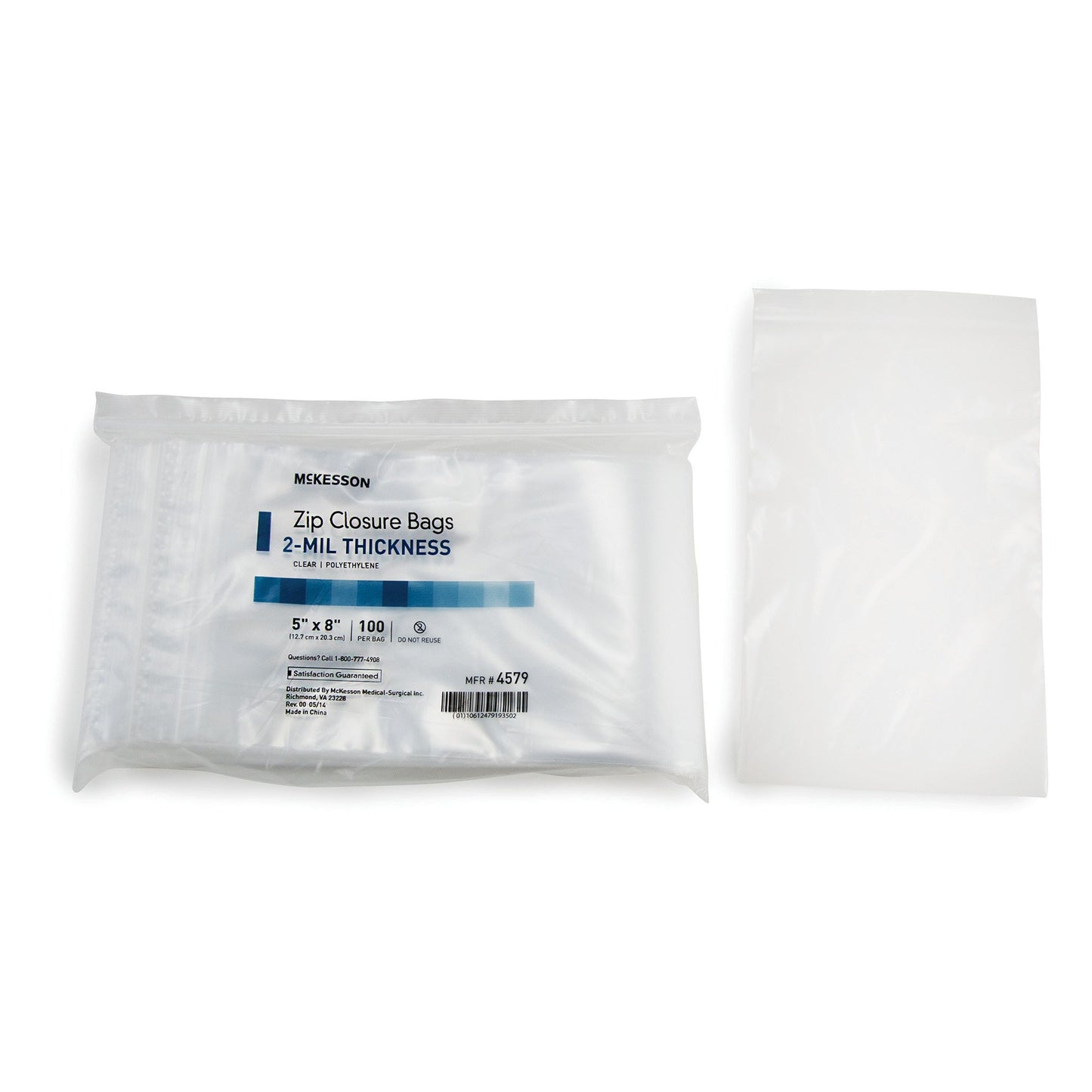 McKesson Reclosable Bag 5 X 8 Inch Polyethylene Clear Zipper Closure (1057373_CS)