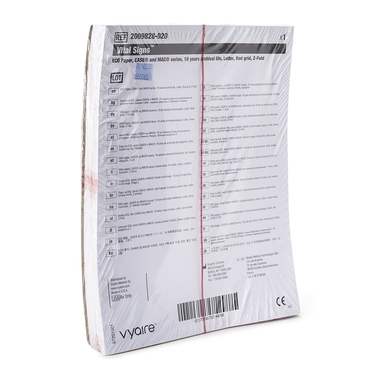 Vital Signs® Recording Chart Paper Z-Fold Red Grid (404450_PK)