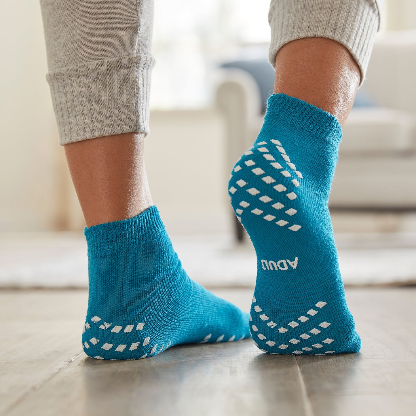 McKesson Slipper Socks Unisex Adult Large Single Tread Single Patient Use Teal (1038459_CS)