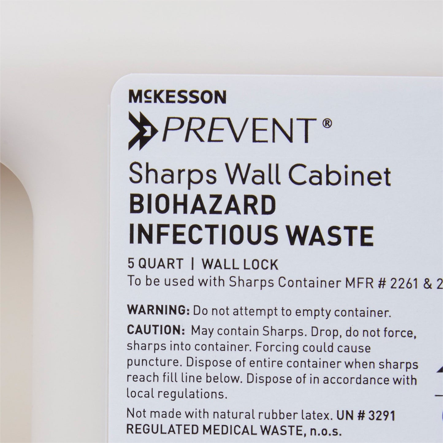 McKesson Prevent® Sharps Container Cabinet / Wall Enclosure High Impact Polystyrene Wall Mount Locking (855128_CS)