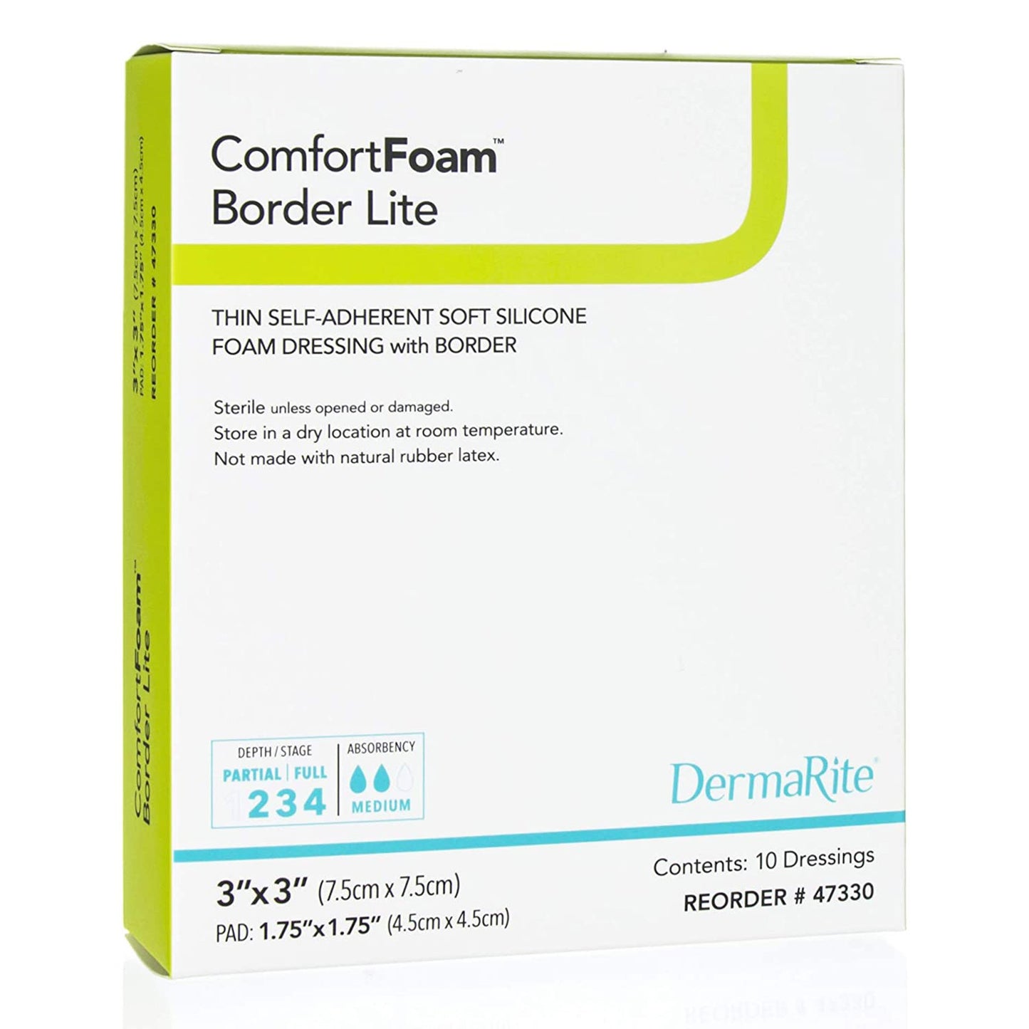 ComfortFoam™ Border Lite Thin Foam Dressing 3 X 3 Inch With Border Waterproof Backing Silicone Adhesive Square Sterile (1003182_EA)
