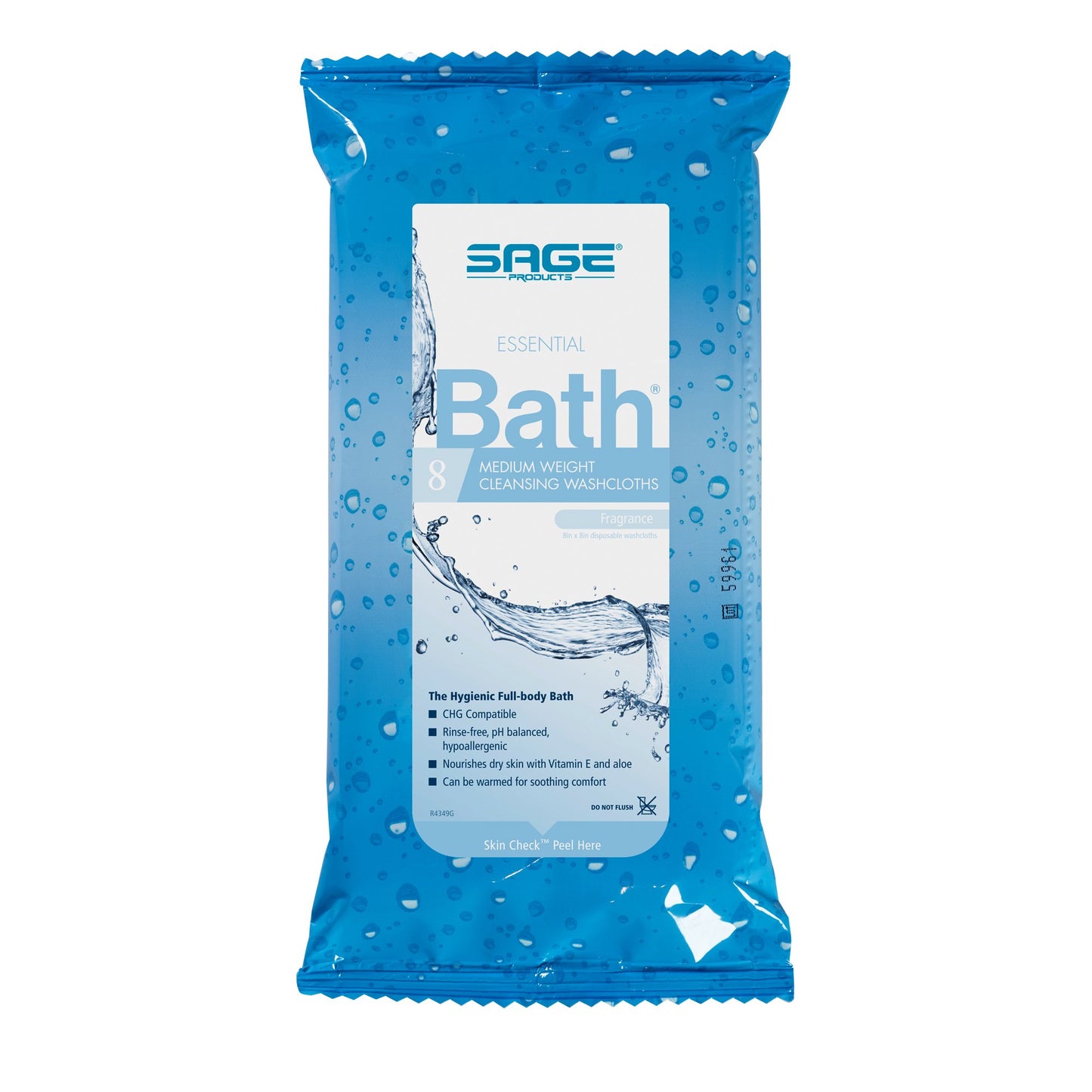 Essential Bath® Medium Weight Rinse-Free Bath Wipe Soft Pack Scented 8 Count (746638_BX)