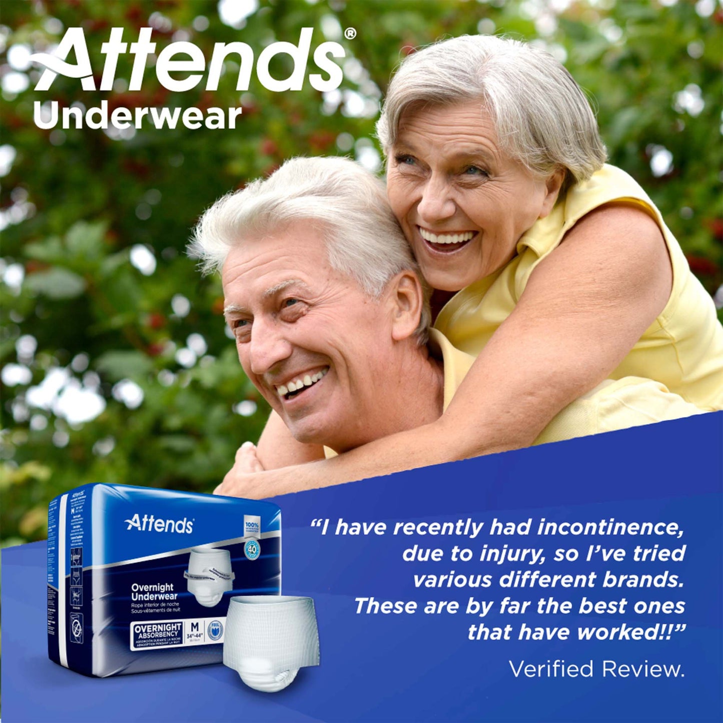Attends® Overnight Unisex Adult Absorbent Underwear Pull On with Tear Away Seams Medium Disposable Heavy Absorbency (830766_BG)