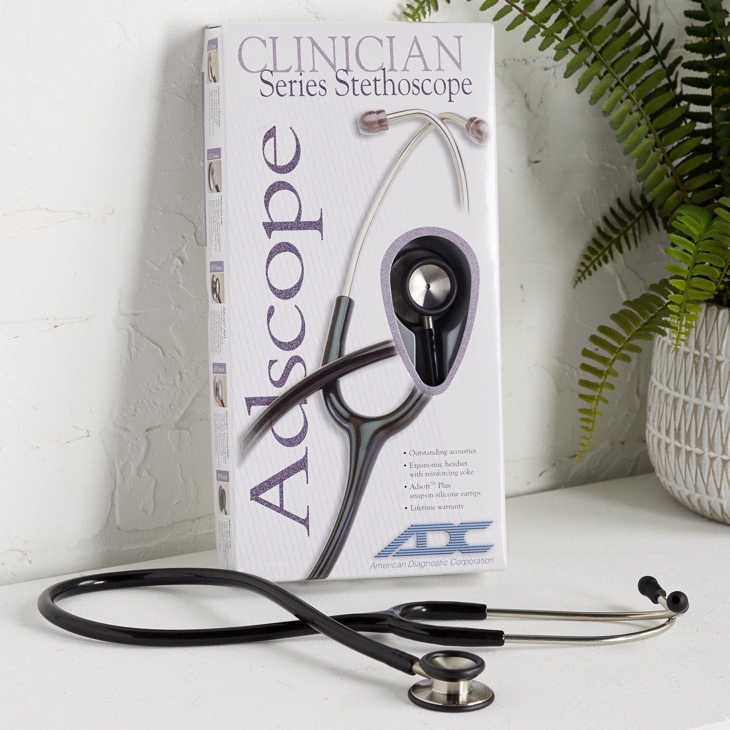 Adscope® 603 Clinician Stethoscope Black 1-Tube 22 Inch Tube Double Sided Chestpiece (363826_EA)