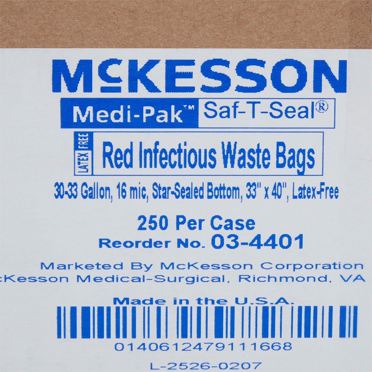McKesson Biohazard Waste Bag Biohazard Symbol / Infectious Waste 30 to 33 gal. Red 33 X 40 Inch (186722_CS)