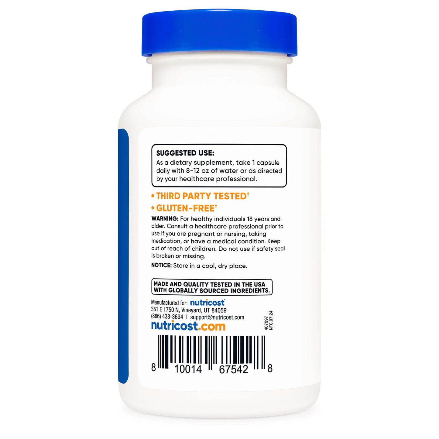 nutricost® Dietary Supplement 300 mg Strength Capsule 120 Per Bottle (1270250_BT)