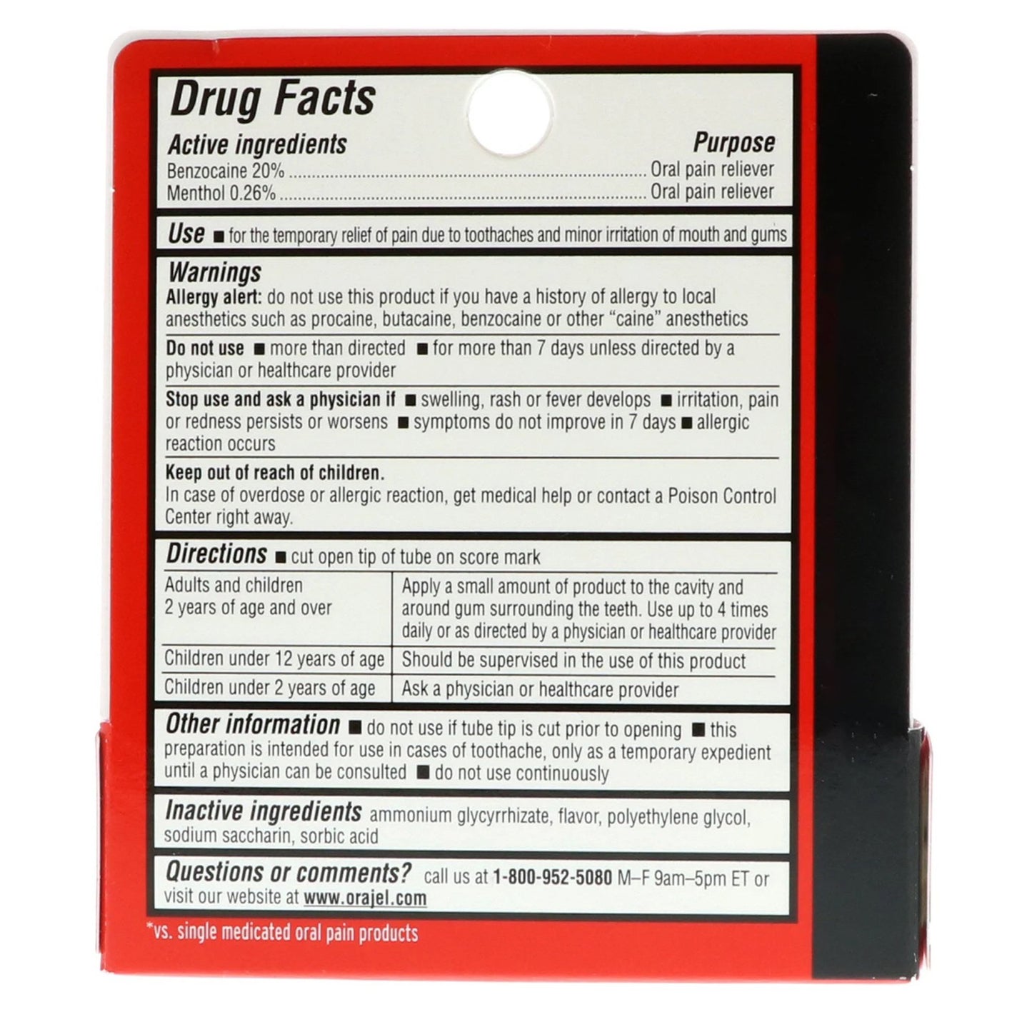 Orajel® 2X Oral Pain Relief 20% Strength Benzocaine Oral Gel 0.25 oz. (1225995_EA)