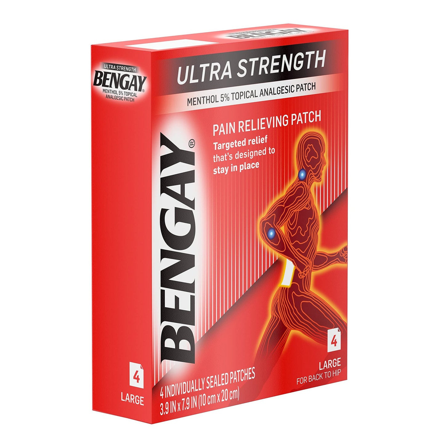 Bengay® Ultra Strength Topical Pain Relief 5% Strength Menthol Patch 4 per Box (701520_CS)