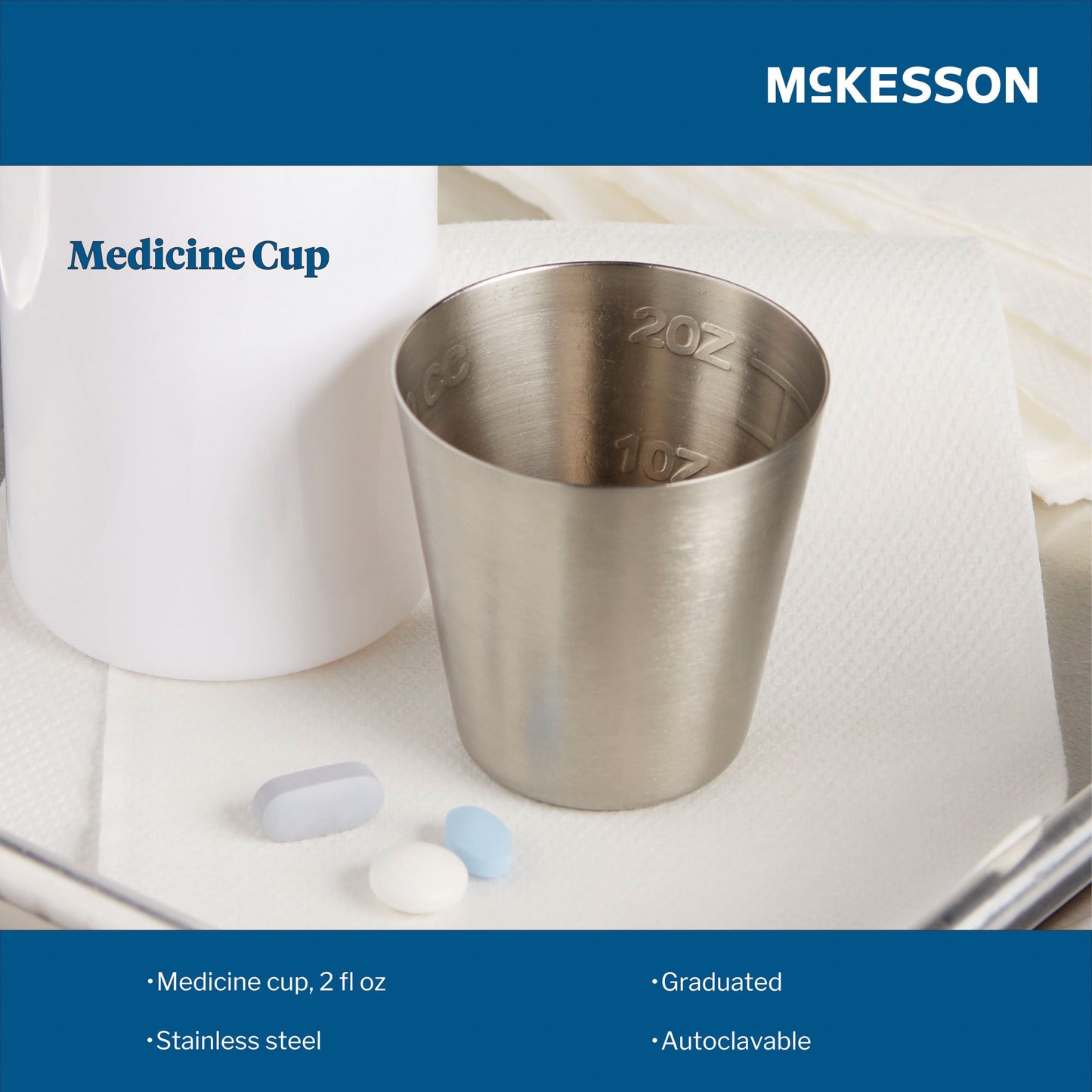 McKesson Argent™ Medicine Cup 2 oz. Silver Stainless Steel Reusable NonSterile (970121_EA)