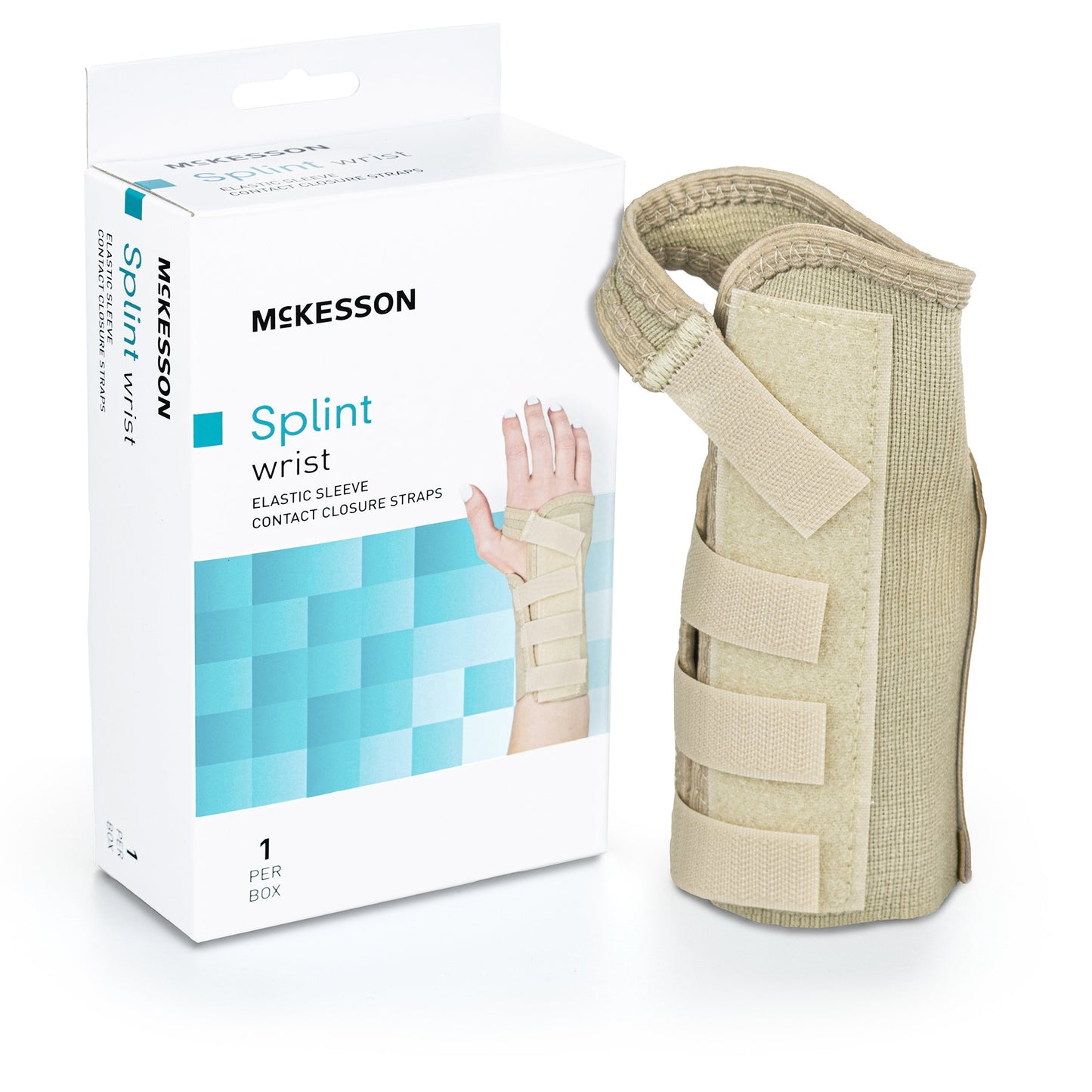 McKesson Wrist Brace Low Profile / Contoured / Wraparound Aluminum / Cotton / Elastic Right Hand Beige Large (1159157_EA)