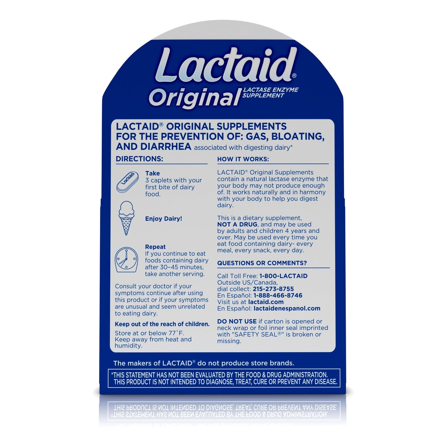 Lactaid® Original Dietary Supplement Lactase Enzyme 3,300 IU Strength Tablet 120 per Box Unflavored (696219_BT)