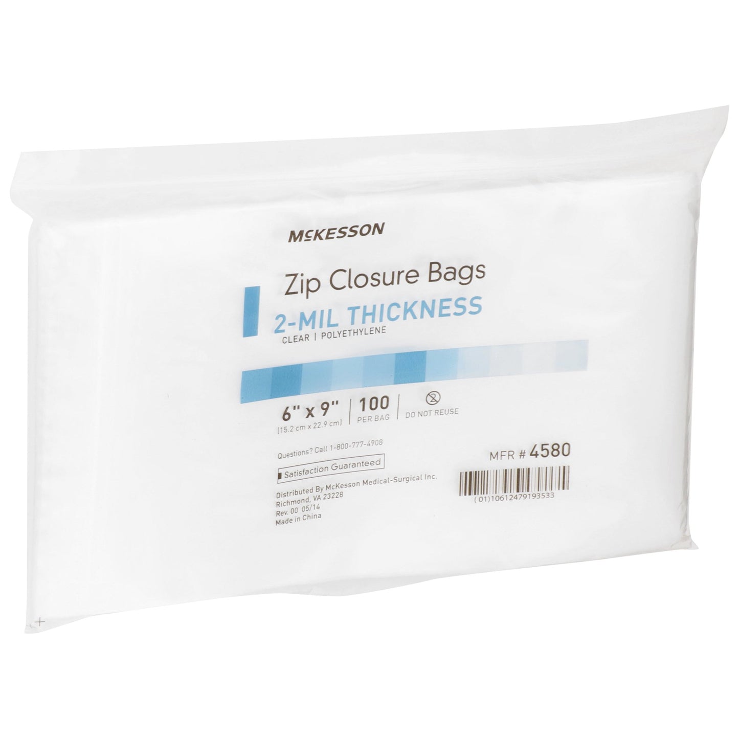 McKesson Reclosable Bag 6 X 9 Inch Polyethylene Clear Zipper Closure (911643_CS)