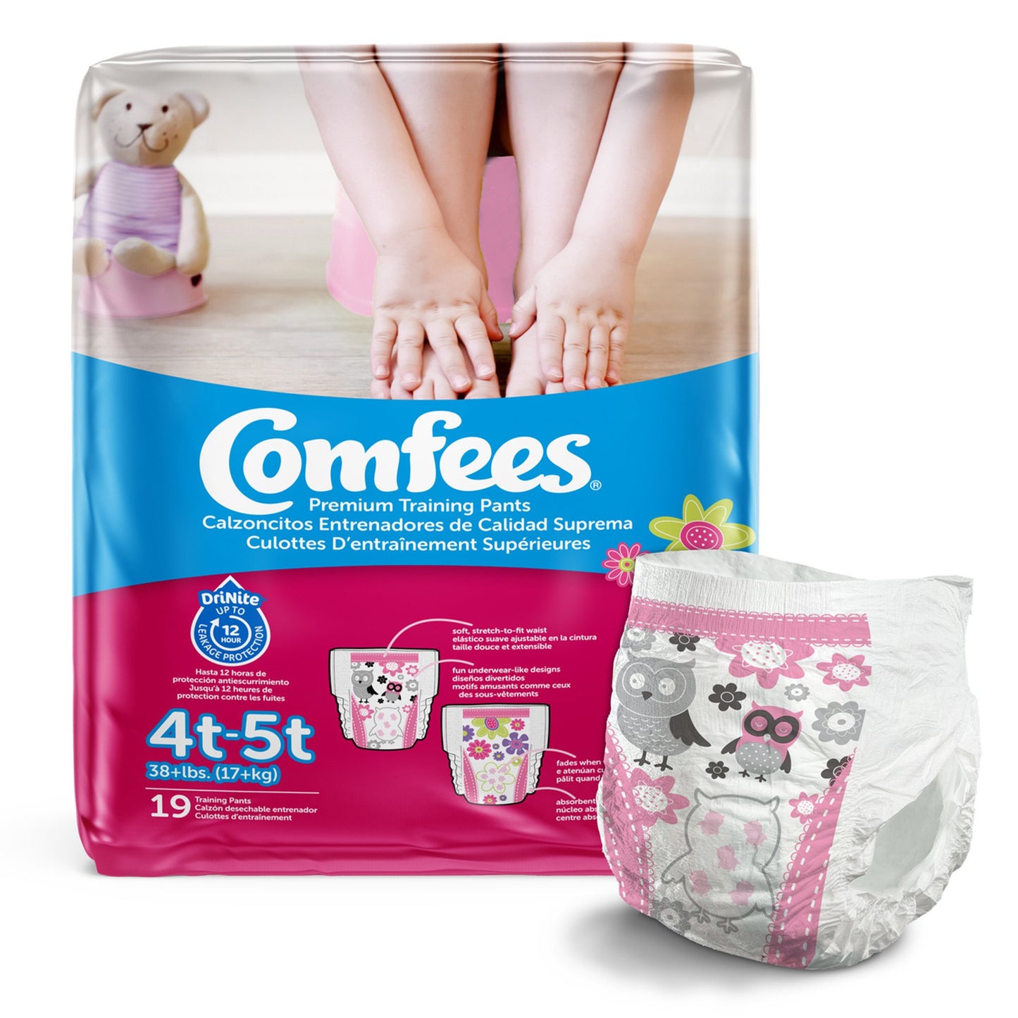 Comfees® Female Toddler Training Pants Pull On with Tear Away Seams Size 4T to 5T Disposable Moderate Absorbency (993240_CS)